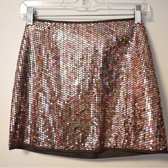 Vintage Express Y2K Sequin Mini Skirt - Copper & Gold Womens Size 1/2 NWOT - Picture 8 of 11
